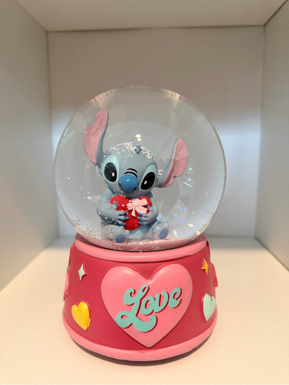 Disney Stitch Valentine's Day Musical Snowglobe